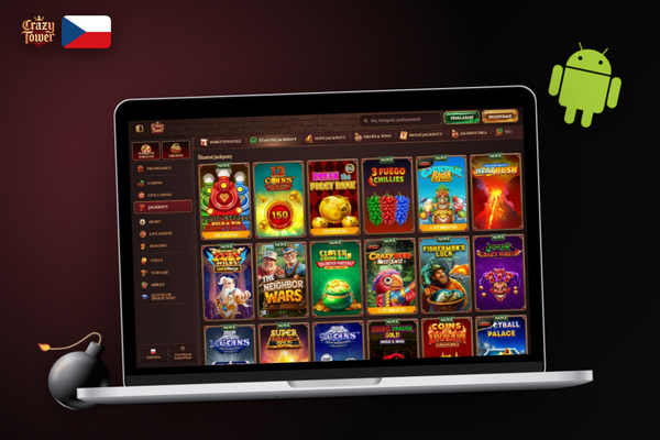 Mobilní telefon skenuje QR kód na notebooku pro rychlé stažení Crazytower Casino aplikace