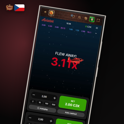 Auto-Cashout ikona Aviator v Crazytower Casino s nastaveným multiplikátorem