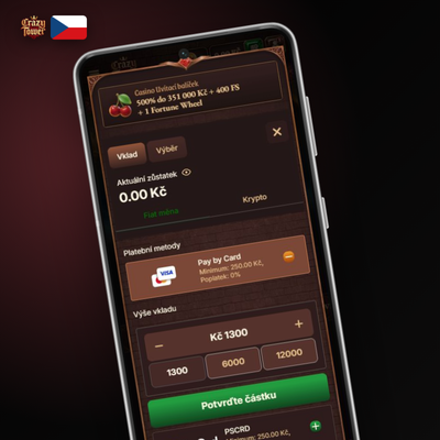 Bankovní převod v CZK jako metoda platby pro vklad v Crazytower Casino