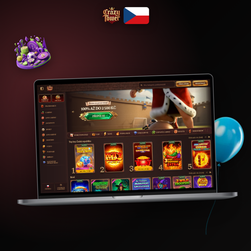 Crazytower Casino na počítači – desktopový klient s herní knihovnou na úvodní obrazovce