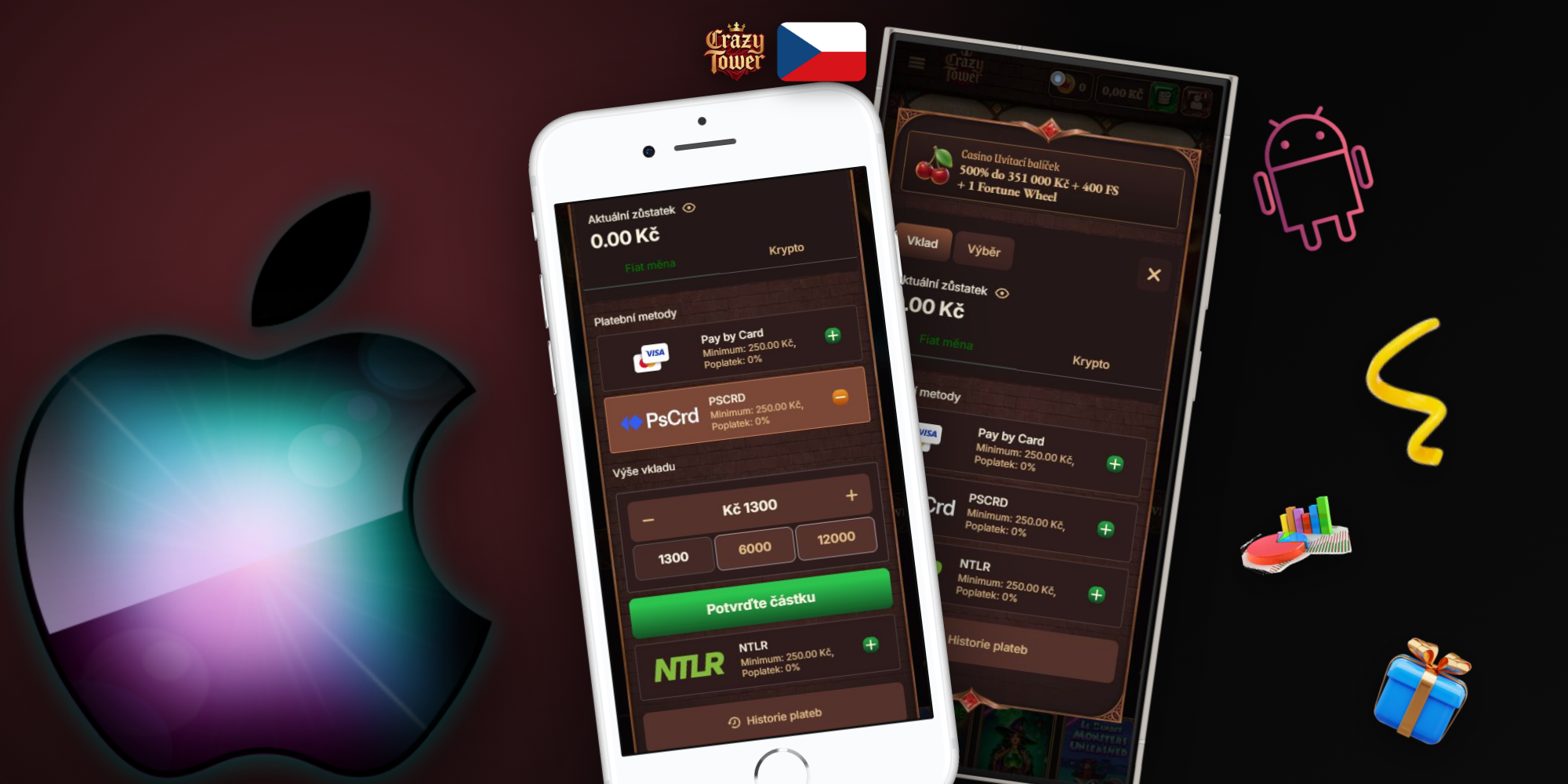 Uvítací bonus Crazytower Casino 100 % až 75 000 CZK a 100 free spinů
